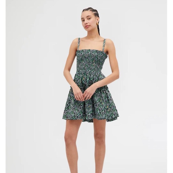 Hill House Home The Seraphina Mini Nap Dress in Lily of the Valley Black Multi L - Picture 2 of 3